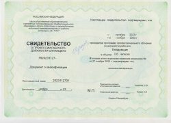 свидетельство кладовщик